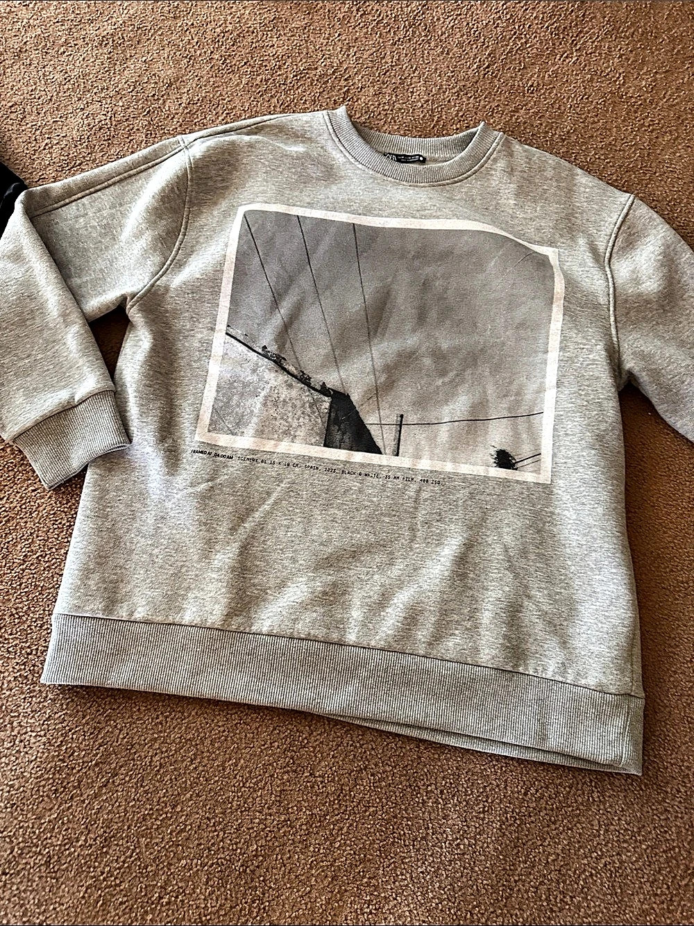 Zara Frames From A Black And White Window Sweatshirt Gray Medium